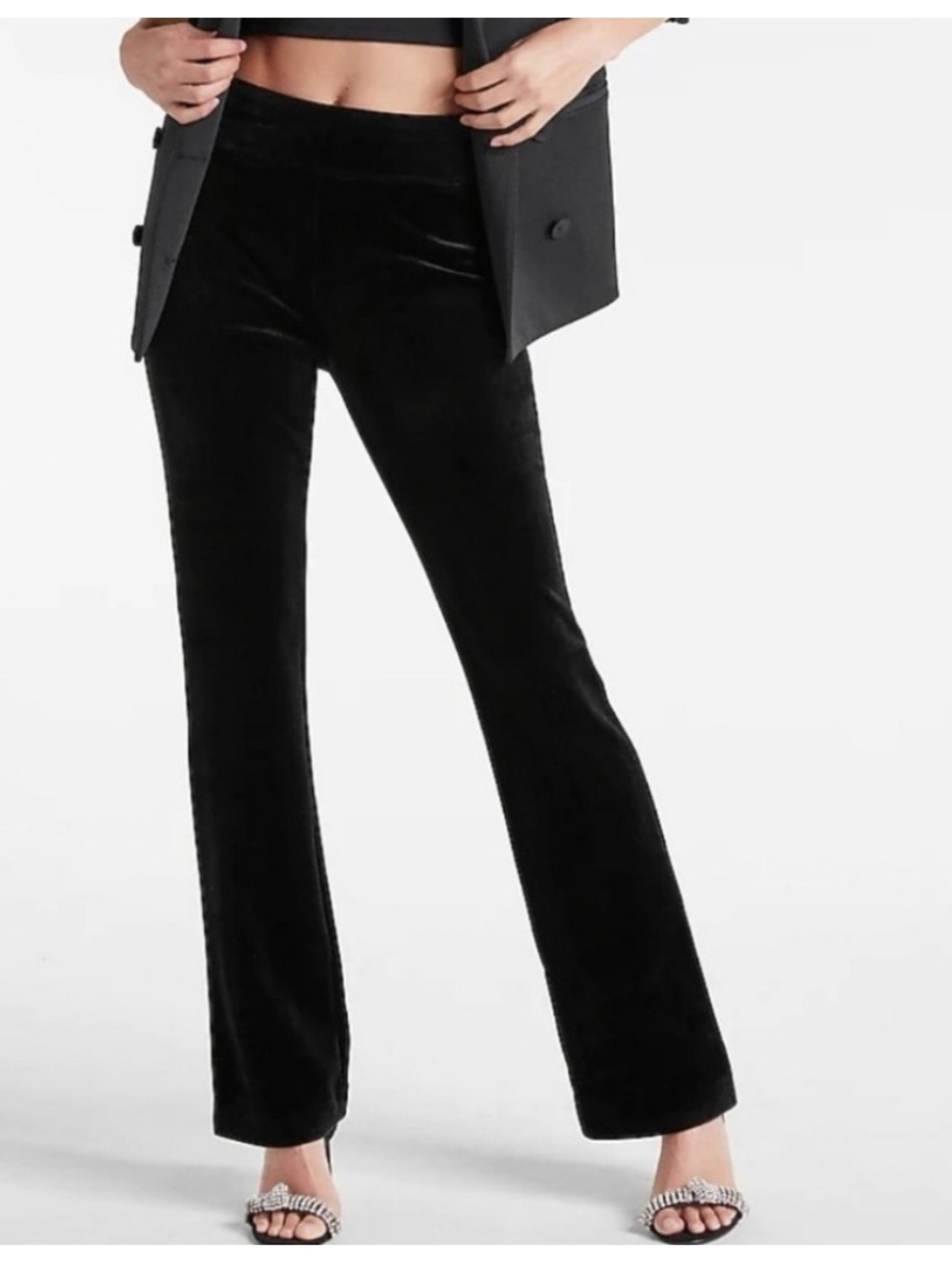 NWT Express Small Black Velvet Boot Cut Pants